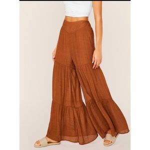High Waist Layered ruffled Hem palazzo Pants!
